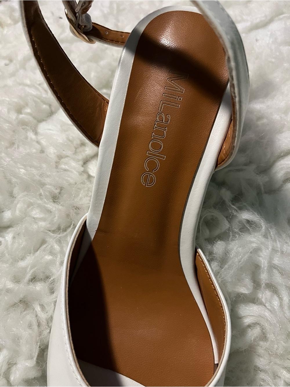 Women's White Leather Ankle-Strap Sandals
